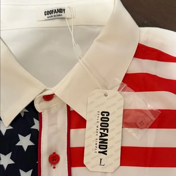 American Flag Design Casual Button Down Shirt - Picture 2 of 4